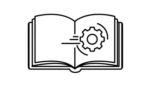 Open book with gear symbol Stock Illustration