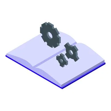 Open book generating gears, concept of knowledge and innovation Illustrazione stock