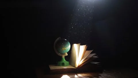 Open book with a globe Stock Footage 258843546