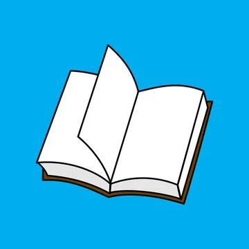 Open book. Hand drawn book illustration in flat style. Isolated Stock Illustration