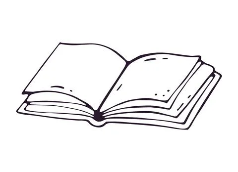 Open Book Hand Drawn Doodle Clipart 库存插图