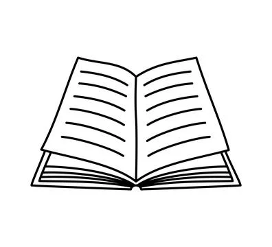 Open book hand drawn with thin line Stock Illustration