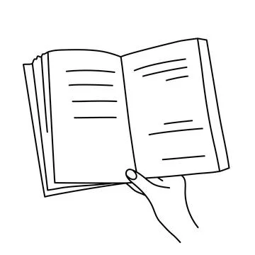 An open book in hand, linear illustration Stock Illustration