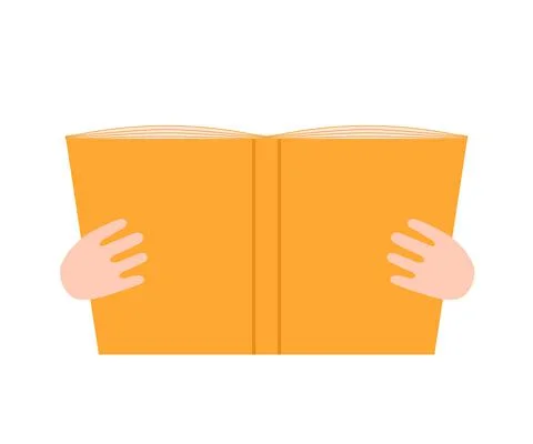 Open book in hand. Read book and enjoy literature. An open book for reading Stock Illustration