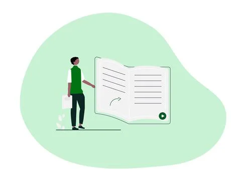Open Book In The Hands Of Man Flat Stock Illustration