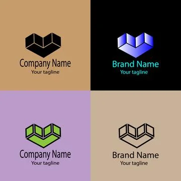 Open Book Heart Frame logo design Stock Illustration