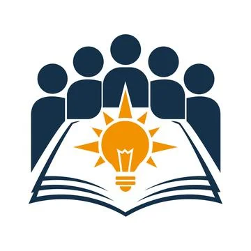 An open book with a Human light bulb emerging Logo template 库存插图