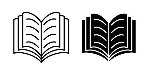 Open book icon in black and white. vector icon pack for websites 스톡 일러스트