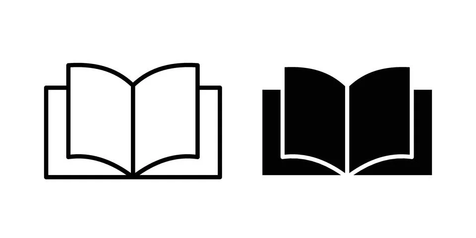 Open book icon black vector isolated on white 스톡 일러스트