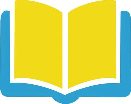 Open book icon blue yellow education symbol Stock Illustration