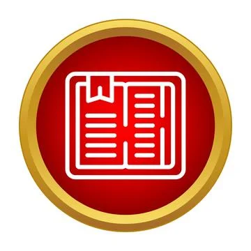 Open book icon with bookmark on red button Illustrazione stock