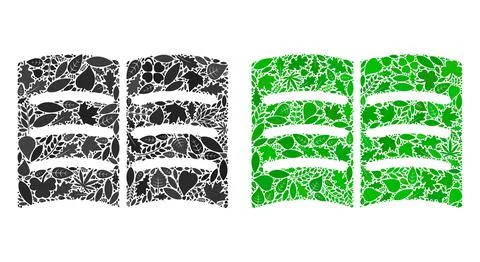 Open Book Icon Botany Composition of Floral Elements Stock Illustration