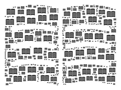 Open Book Icon Collage 스톡 일러스트