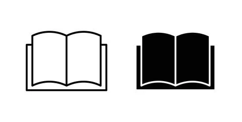 Open book icon collection in black, Line icons, flat symbols Stock Illustration