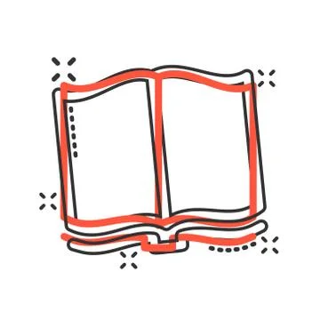 Open book icon in comic style. Literature vector cartoon illustration on whit Stock Illustration