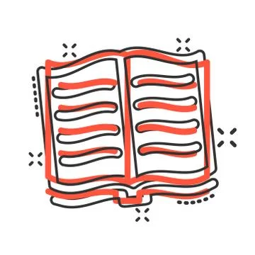 Open book icon in comic style. Literature vector cartoon illustration on whit Stock Illustration