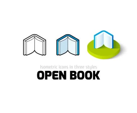 Open book icon in different style Illustrazione stock