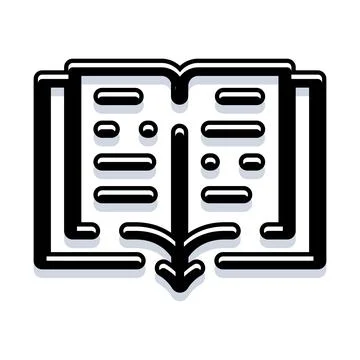 Open book icon with downward arrow receiving data Illustrazione stock