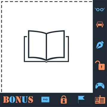 Open book icon flat Illustrazione stock