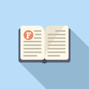 Open book icon with long shadow on blue background Illustrazione stock