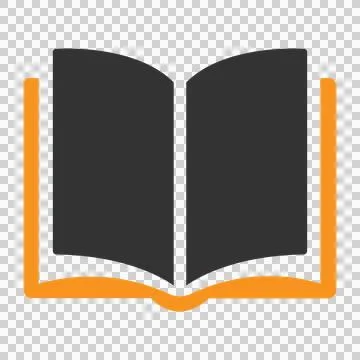 Open book icon with orange cover and black pages isolated on white background Stockillustratie