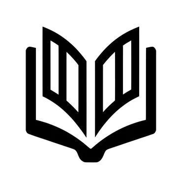 Open book icon with pages turning silhouette library logo study icon 库存插图