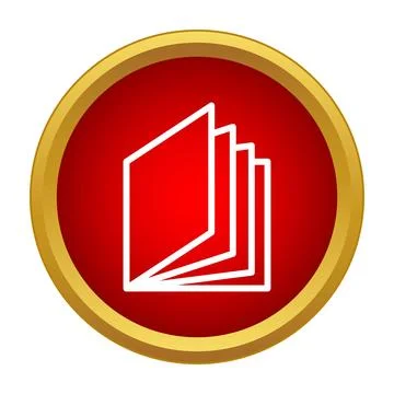 Open book icon on red button with gold frame Stock Illustration