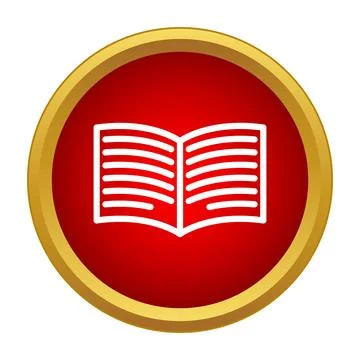Open book icon on a red button, learning 库存插图