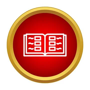 Open book icon in red circle with gold Stock Illustration