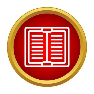 Open book icon on red round button Stock Illustration