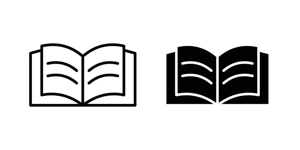 Open book icon silhouette vector set. thin line pack 스톡 일러스트