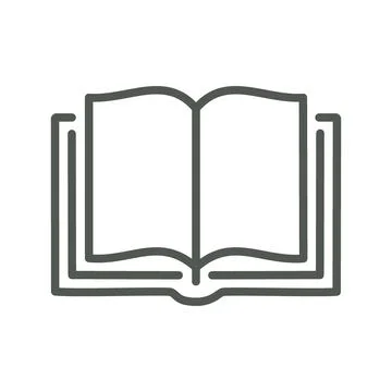 Open book icon. Simple line drawing of a book opened to a blank page. Great.. Stock Illustration