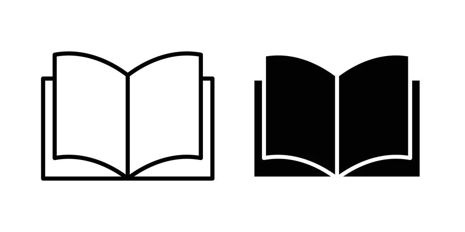 Open book icon solid, line, and editable vector set. 스톡 일러스트