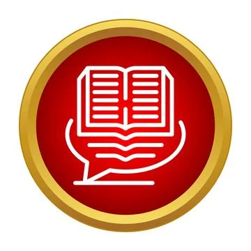 Open book icon with speech bubble representing knowledge イラスト素材
