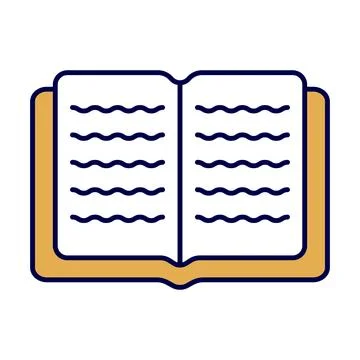 Open Book Icon with Stylized Text Lines Vector Illustration Stock Illustration
