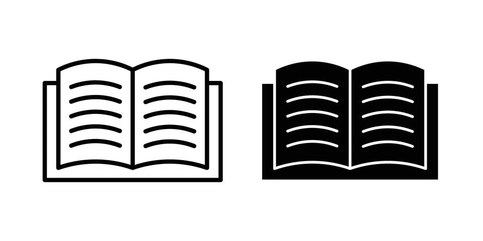 Open book icon symbol. Flat and Stroke Vector illustration Stock Illustration