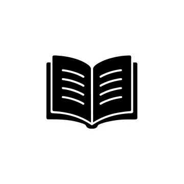 Open book icon with text lines representing reading and literature Stock Illustration