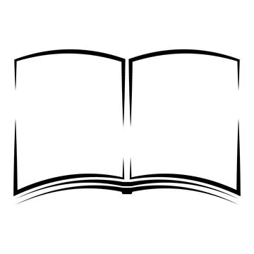 Open book, icon, thin book shape, black dictionary design paper Stock Illustration