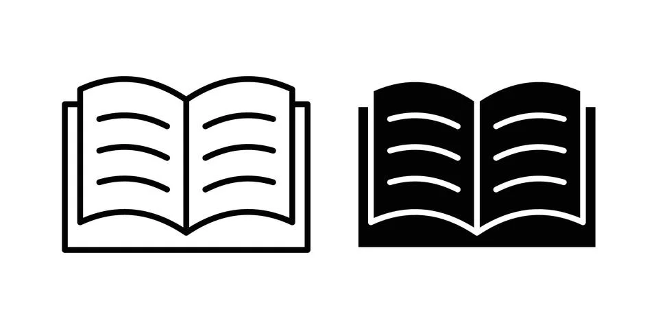 Open book icon thin line and clipart style vector set Stock Illustration