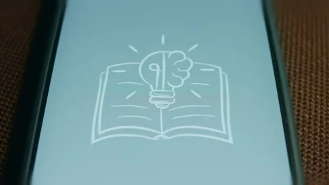 Open book with idea light bulb half brain, presentation Stock Footage 310052242