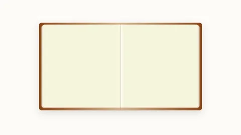 Open Book Illustration with Continuous Page Flip Animation in Cream and Tan.. Видео 346202165
