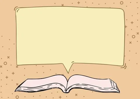 Open Book illustration With Speech Bubble Presenting A Quote Message. Dictionary Stock Illustration