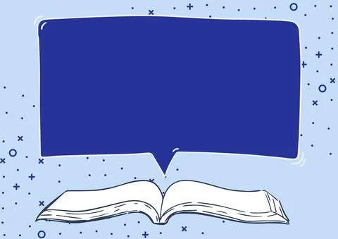 Open Book illustration With Speech Bubble Presenting A Quote Message. Dictionary Stock Illustration