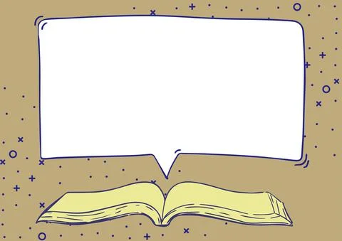 Open Book illustration With Speech Bubble Presenting A Quote Message. Dictionary Stock Illustration