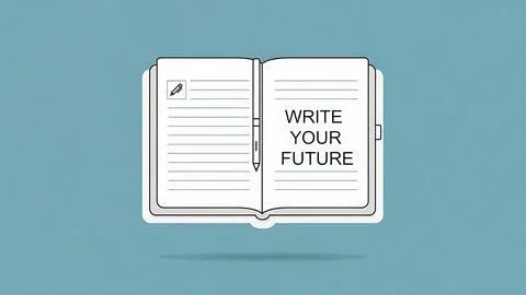 Open book inviting future writing Illustrazione stock