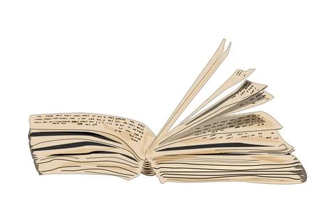 Open book isolated on white background. Opened vintage book. Stock Illustration
