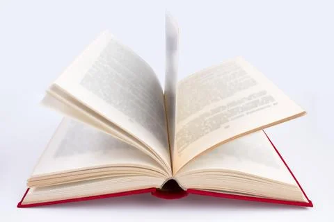 Open book isolated on white background. Copy space for text. Stock Photos