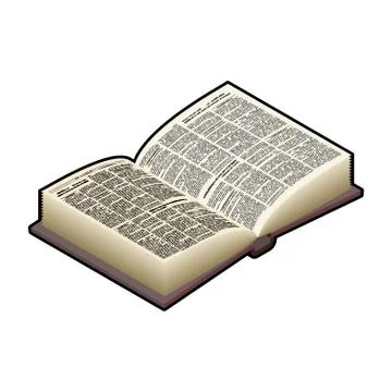 Open Book isometric isolated. Ancient text. old edition in Hard Cover Stock Illustration