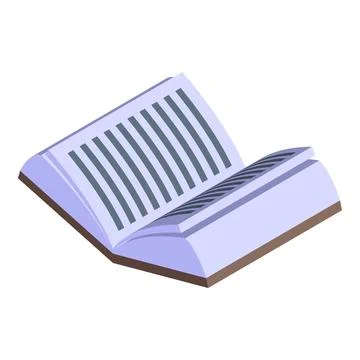 Open book isometric view showing written words on pages Illustrazione stock