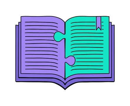Open book jigsaw puzzle vector Stock Illustration